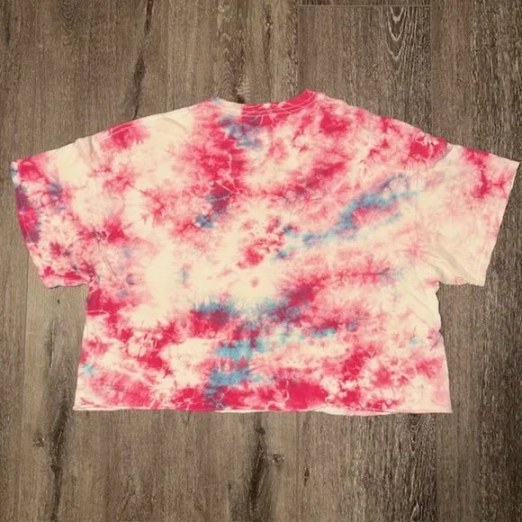 AC/DC Crop Top T-Shirt Womens Size L Large Pink Tie-Dye Shirt EUC - Picture 4 of 4